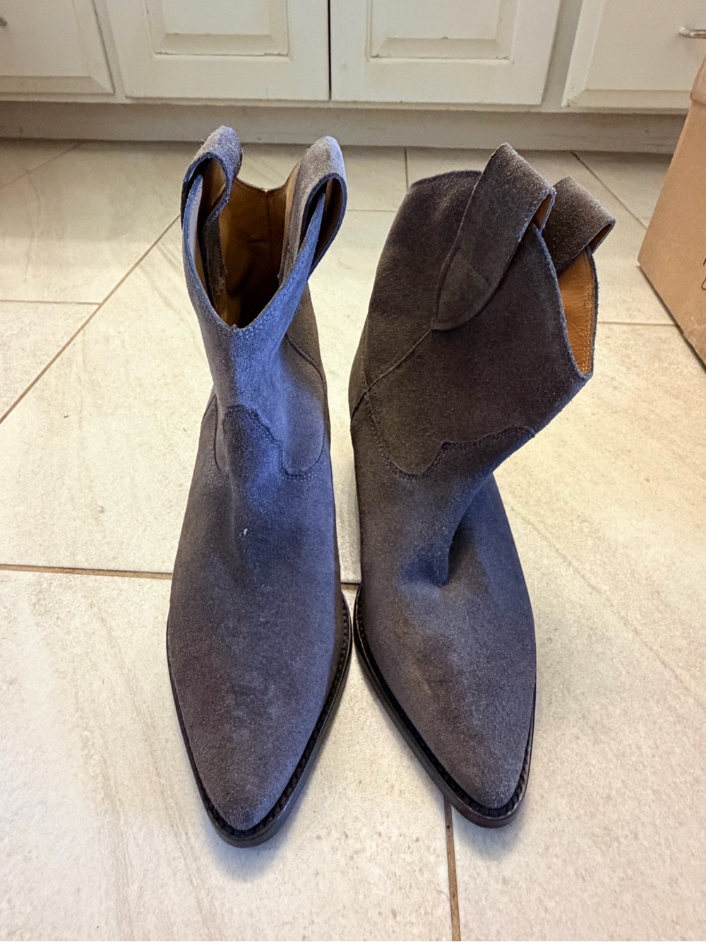 Jerome Dreyfuss Charcoal Suede Western Pointed Ankle Boots